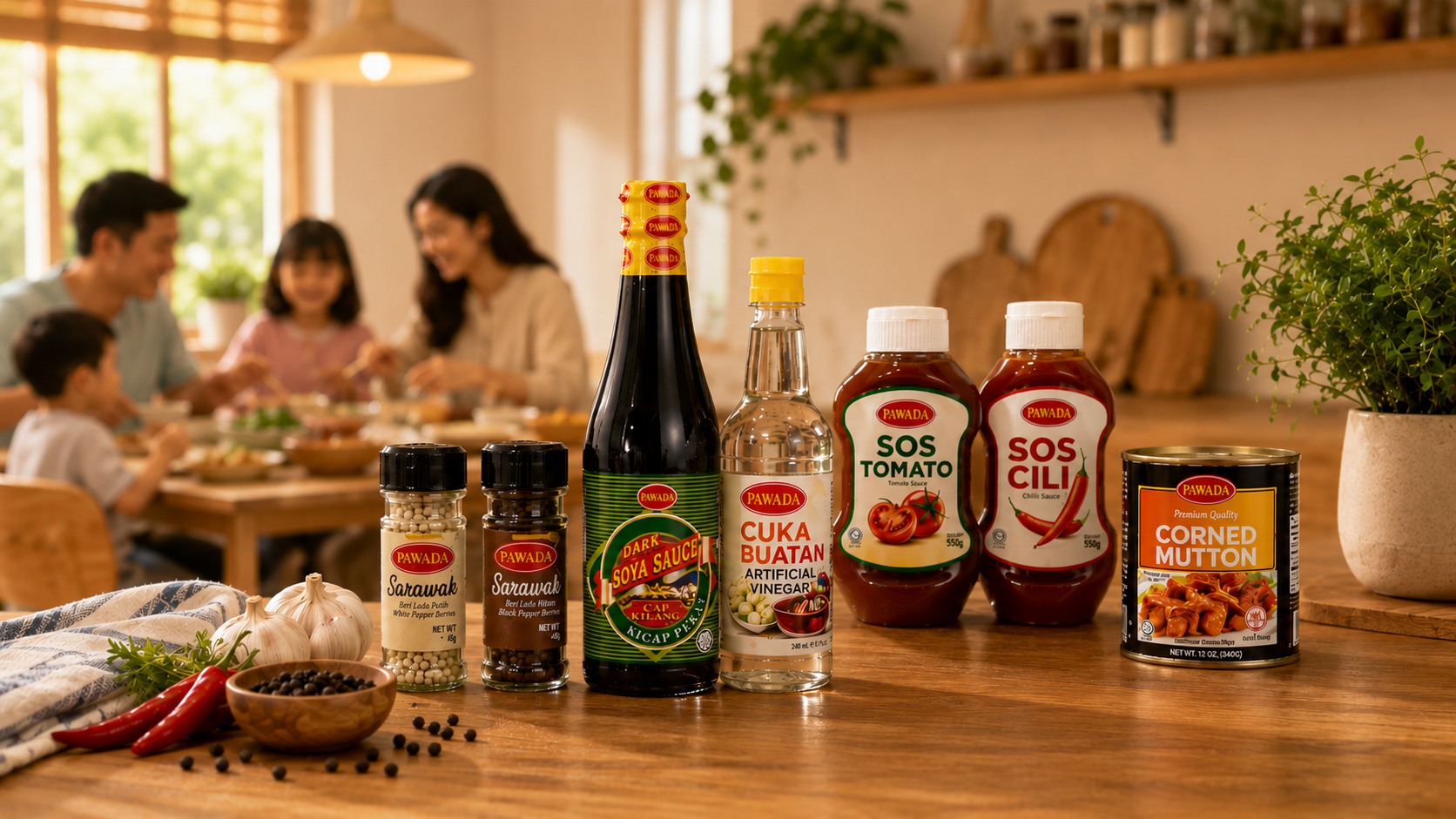 Family dining with Pawada products